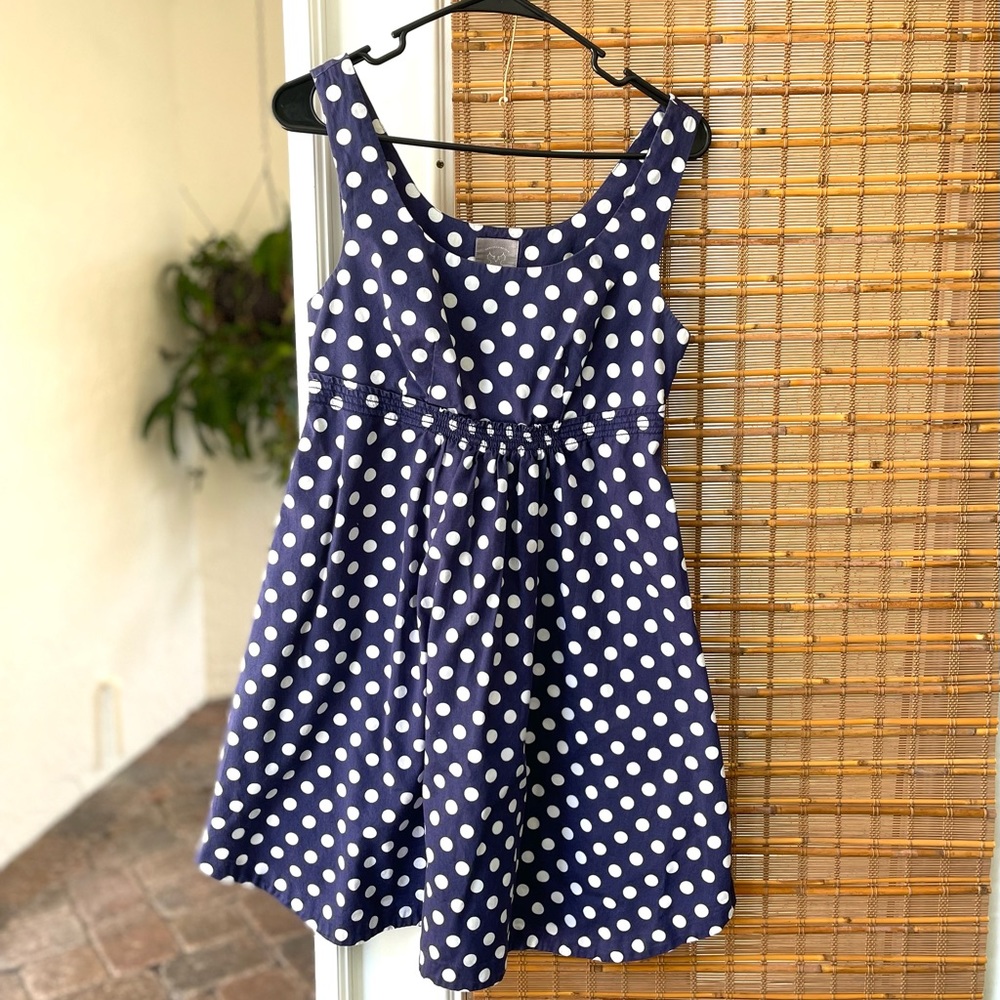 Vanessa Virginia Blue and White Polka dot dress